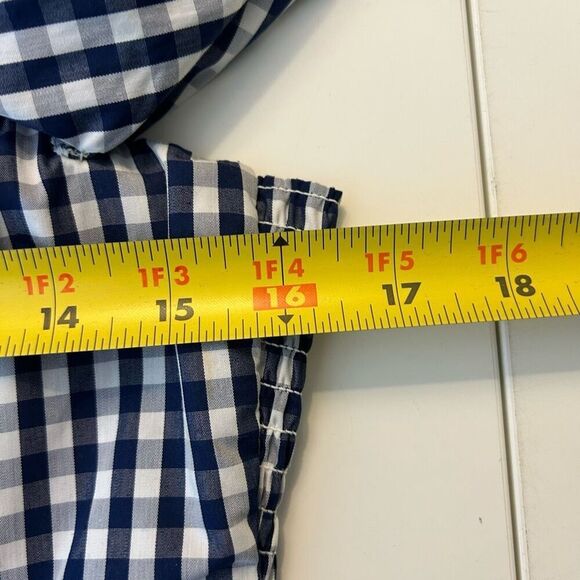 Boston Proper Off Shoulder‎ Gingham Peplum Top Size 8 Navy Preppy Country Ruffle - Picture 8 of 10